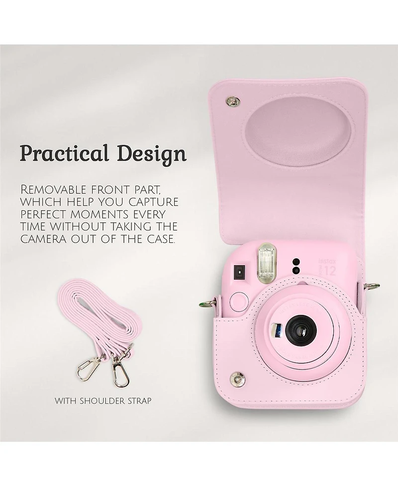 Fujifilm Instax Mini 12 Instant Film Camera, Lilac Purple Bundle with Custom Case, Accessory Kit and Daylight Film, 4x Twin Pack