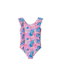 Toddler/Child Girls Floral Print Rib Swimsuit