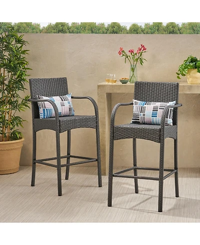 Streamdale Cascada Outdoor Wicker Barstool Chairs Set of 2 (Gray/Multi-Brown)
