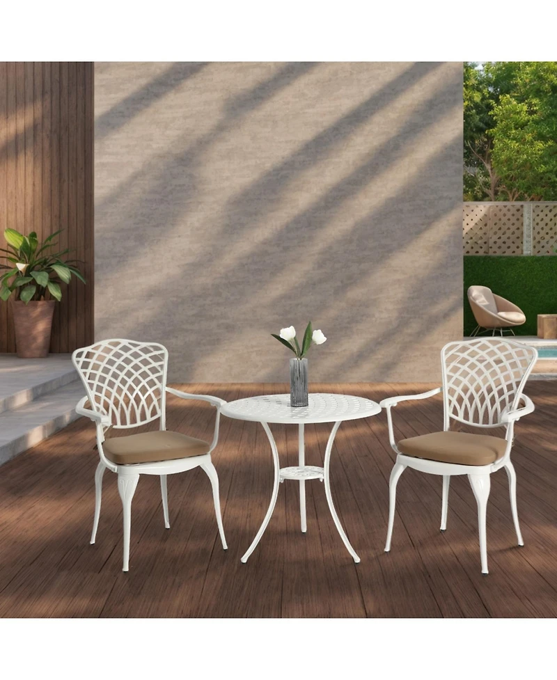 Streamdale 3-Piece Patio Bistro Set with Cushion and Umbrella Hole