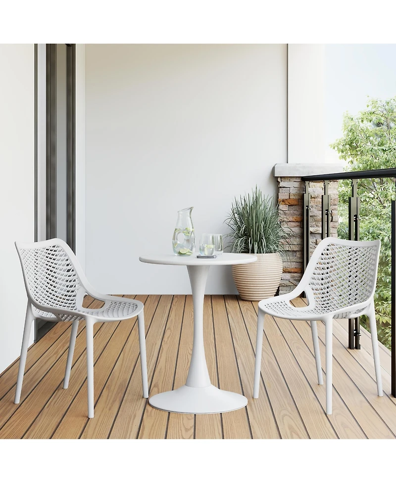 Outdoor Stackable Modern Plastic Dining Chairs (Set of 2)