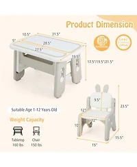 Kids Table and Chair Set with Flip-Top Bookshelf
