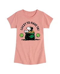 Peanuts Big Girls Snoopy Lucky To Have Ya St Patrick's Day Graphic Short Sleeve T-Shirt
