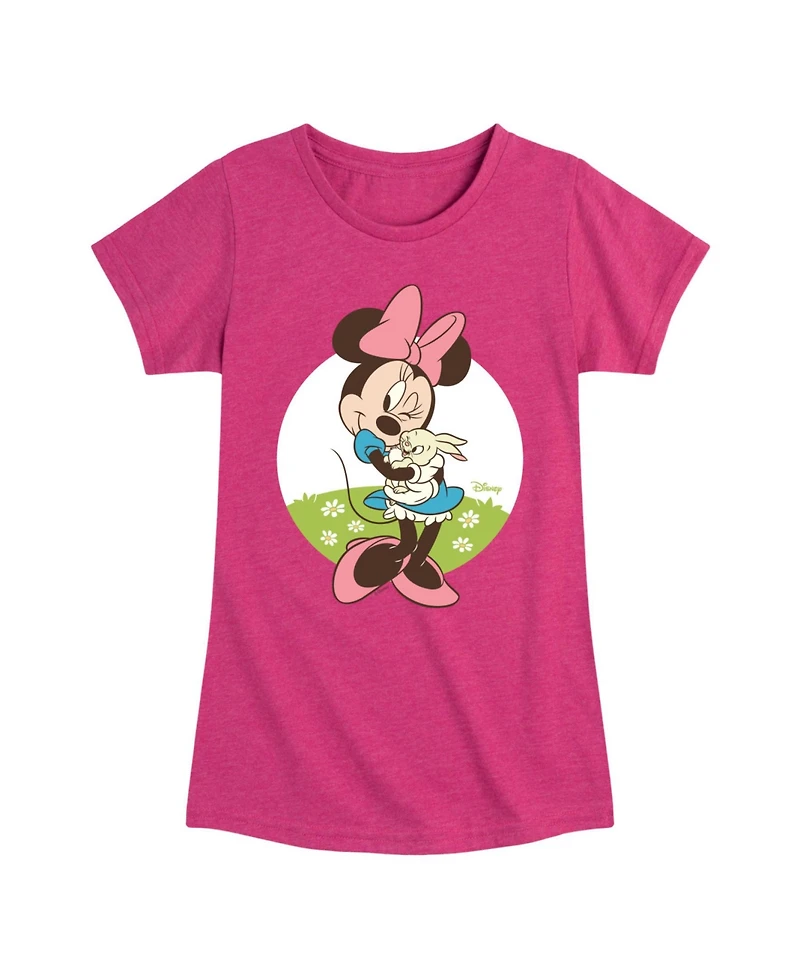 Disney Big Girls Minnie Bunny Easter Graphic Short Sleeve T-Shirt