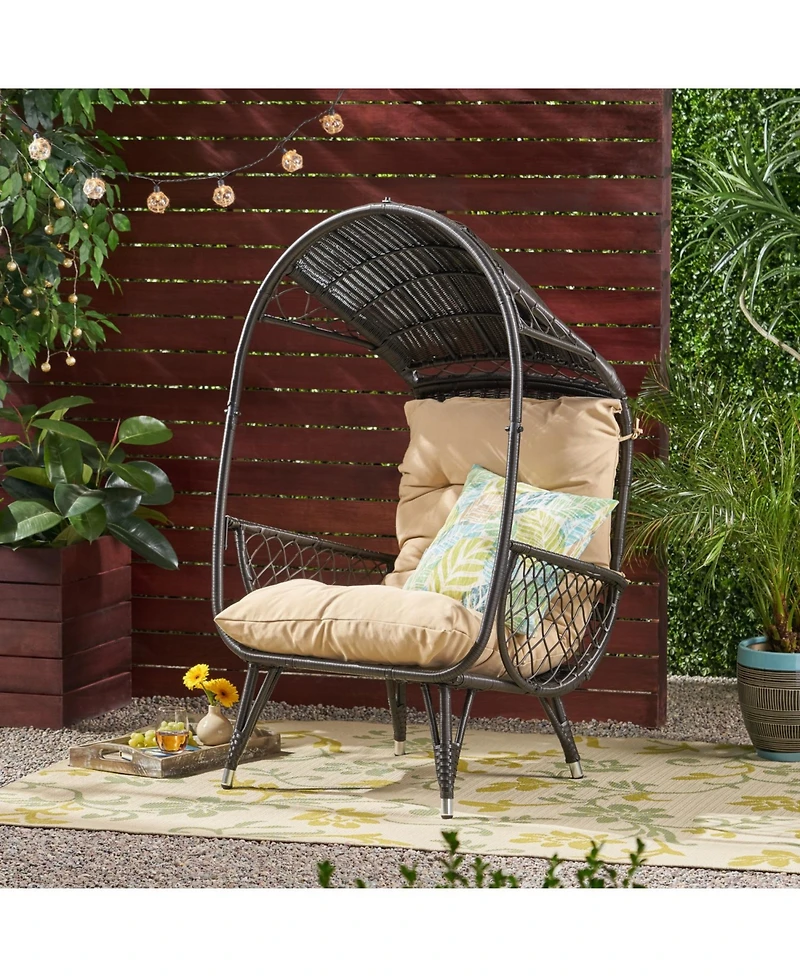 Streamdale Doris Outdoor Wicker Standing Basket Chair with Water-Resistant Cushion