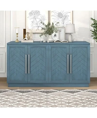 Streamdale Antique Blue Sideboard with Adjustable Shelves and Silver Handles