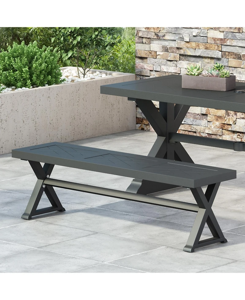 Streamdale Outdoor Dining Bench, Antique Matte Black