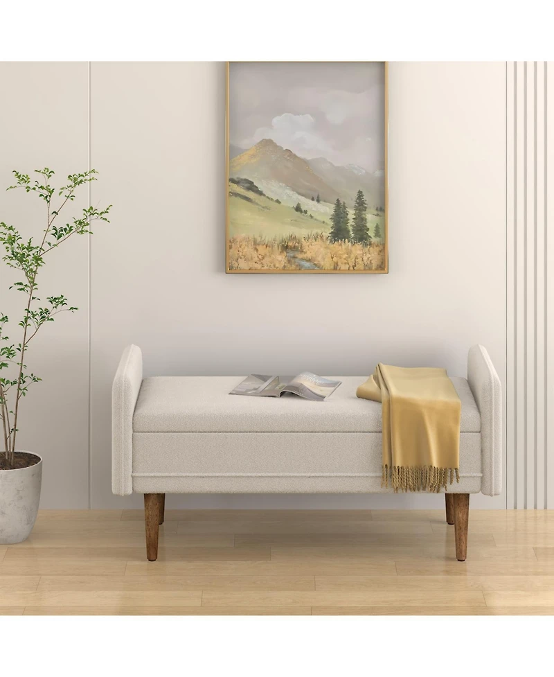 Streamdale Teddy Velvet Storage Stool with Ample Capacity