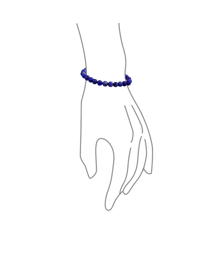 Bling Jewelry Classic Simulated Blue Lapis Lazuli 7MM Beads Strand Necklace & Bracelet Set
