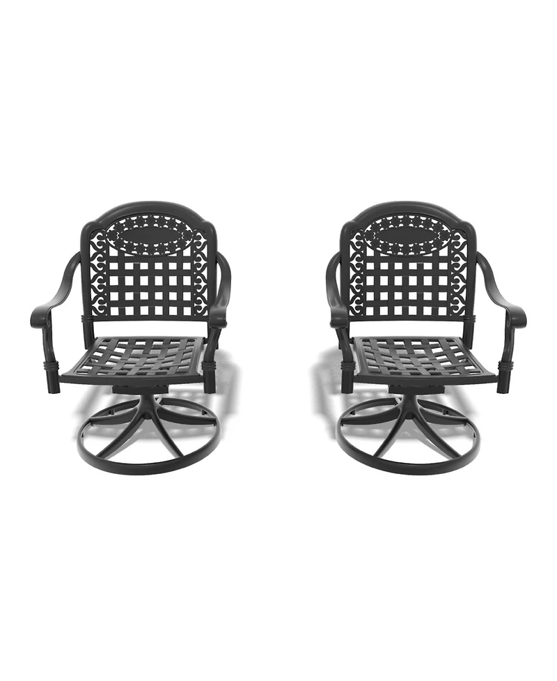 Streamdale Cast Aluminum Patio Swivel Chair 2PCS With Black Frame and Cushions In Random Colors