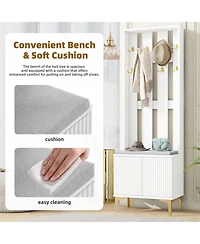Streamdale Modern 4-in-1 Hall Tree with Cushion and Adjustable Shelves, 70.8