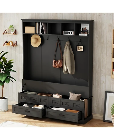 Streamdale 3-in-1 Wide Hall Tree with Storage Bench and Coat Rack