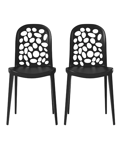 Outdoor Modern Stackable Patio Dining Chairs (Set of 2)