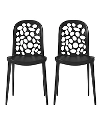 Outdoor Modern Stackable Patio Dining Chairs (Set of 2)