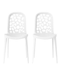 Outdoor Modern Stackable Patio Dining Chairs (Set of 2)