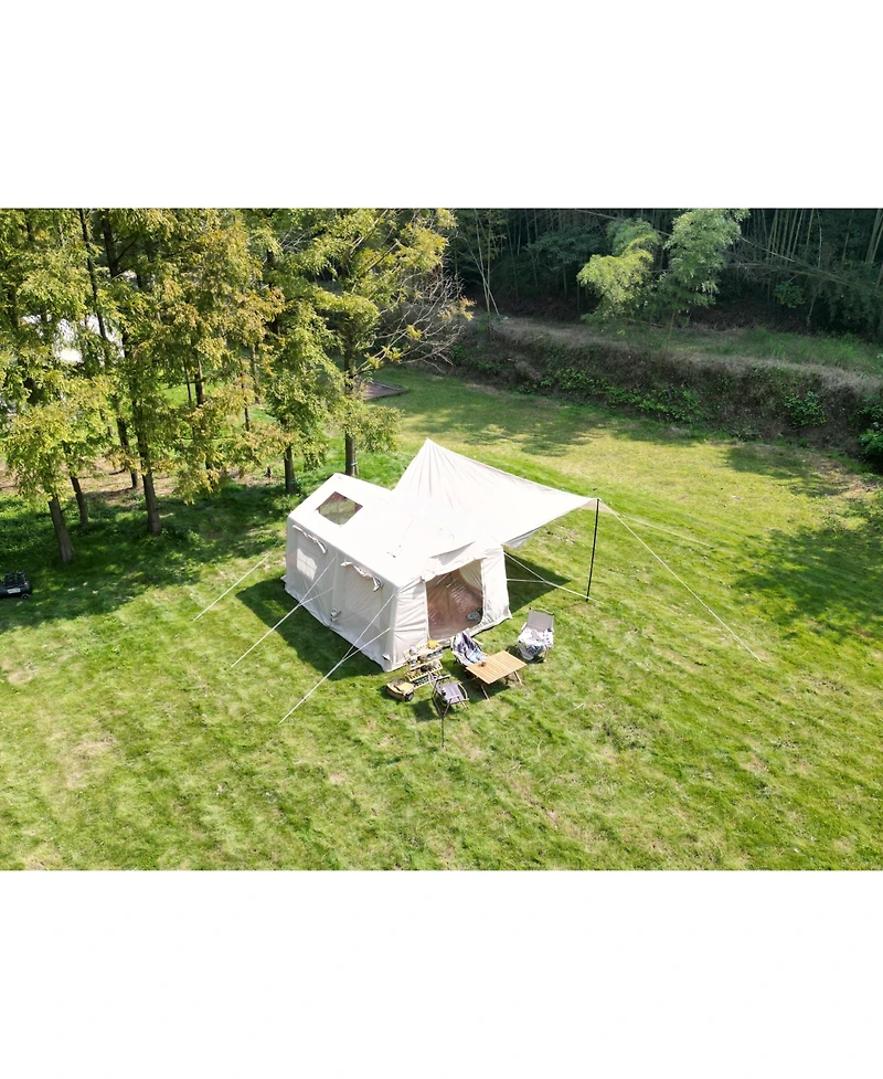 Streamdale Inflatable Camping Tent with Canopy, Hand Pump, Easy Setup, Waterproof, Beige (9.8' x 13')
