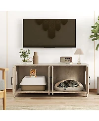 Modern Cat Litter Box Enclosure for 2 Cats, Hidden Cabinet Furniture