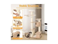 Tall Cat Tree with Cozy Top Perch & Washable Plush Cushions Comfortable & Stylish Cat Tower