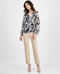 Anne Klein Women's Floral-Print Ruffle-Trim Blouse