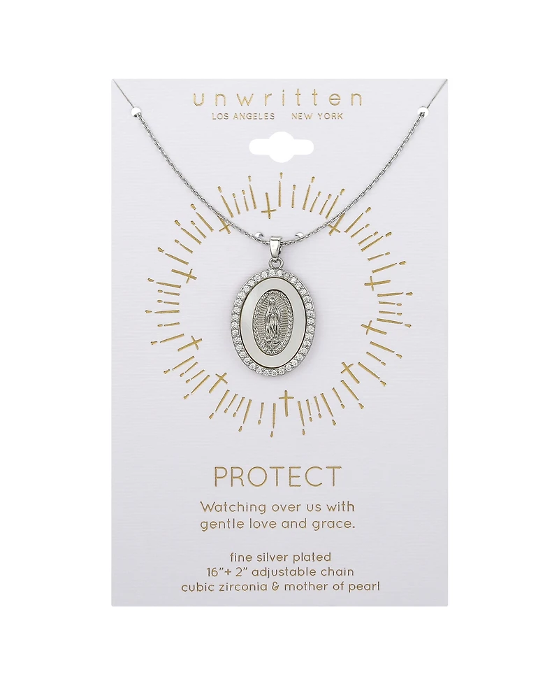 Unwritten Cubic Zirconia Mother of Pearl Mary Pendant Necklace