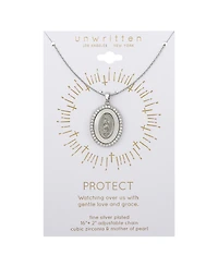 Unwritten Cubic Zirconia Mother of Pearl Mary Pendant Necklace