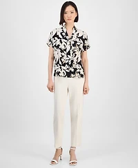 Anne Klein Women's Printed Tie-Neck Blouse