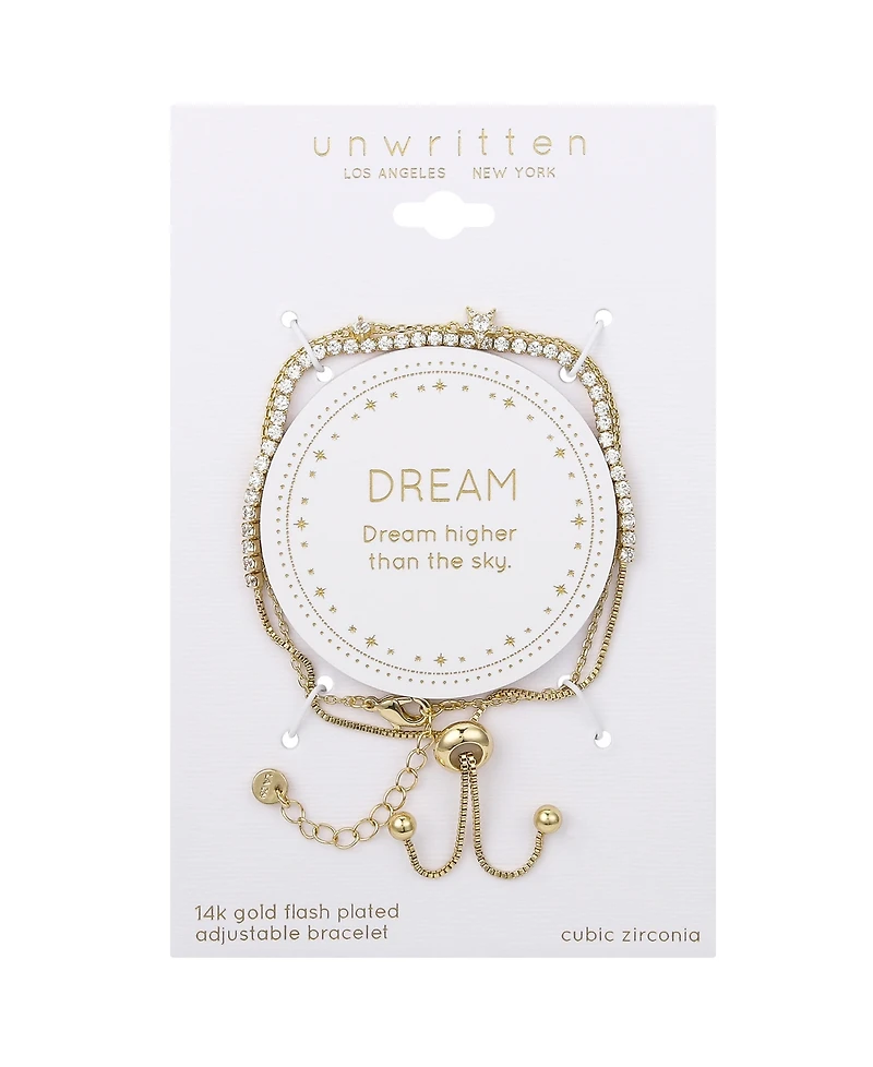 Unwritten Cubic Zirconia Star Bezel Layered Bolo Bracelet Set