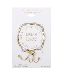 Unwritten Cubic Zirconia Star Bezel Layered Bolo Bracelet Set