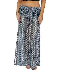 Becca Etc Plus Sundown Stripe Crochet Split-Leg Pants Swim Cover-Up