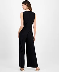 Anne Klein Women's Sleeveless Classic Wrap V-Neck Jumpsuit