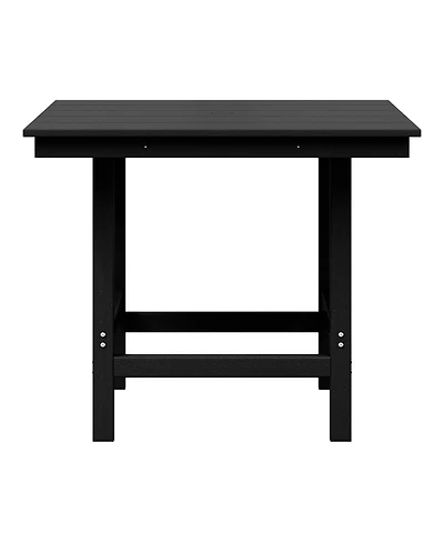 Outdoor Hdpe 36" Square Patio Dining Table with Umbrella Hole