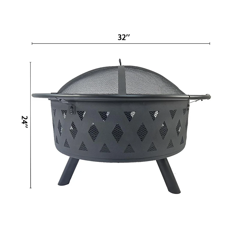 Streamdale Fire Pit 32 Inch Outdoor Wood Burning Firepit with Screen Patio round about the moon and stars