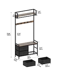 Streamdale 5-in-1 Entryway Bench with Drawers, Hooks, and Shoe Rack