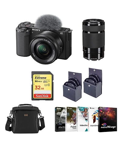 Sony Sony Zv-E10 Mirrorless Camera with 2 Lenses, E Pz 16-50mm f/3.5-5.6 Oss Lens, and E 55-210mm f/4.5-6.3 Oss E-Mount Lens, Shoulder Bag