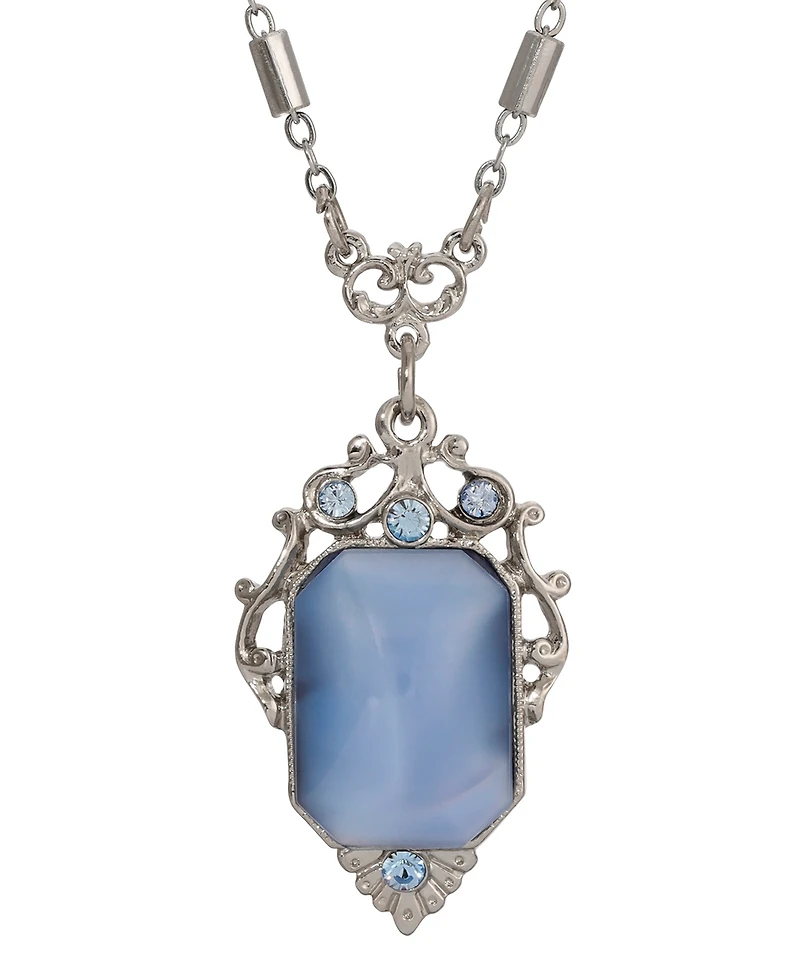 2028 Blue Moonstone Crystal Pendant Necklace