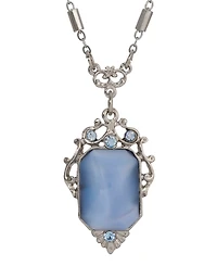 2028 Blue Moonstone Crystal Pendant Necklace