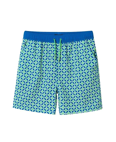Toddler/Child Boys Green Geo Print Swim Trunk