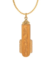 2028 Art Deco Style Etched Glass Pendant Necklace