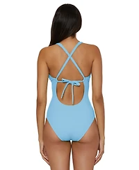 Becca Women's Modern Edge Textured Plunging-Neck Swimsuit