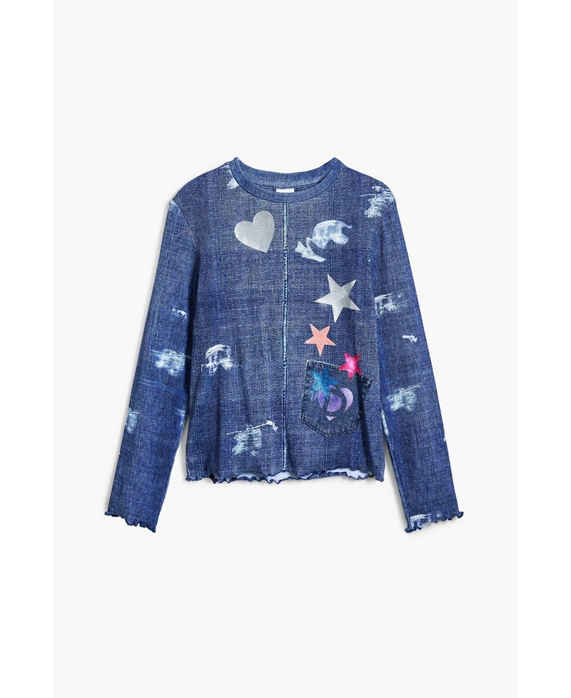 Desigual Girls Girls's Denim T-shirt with stars