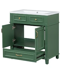 Streamdale 30" Green Bathroom Vanity with Resin Sink and Soft Closing Doors