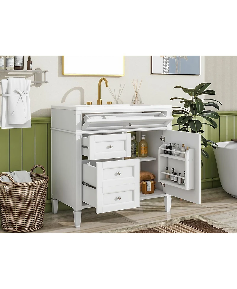 Streamdale 36" Modern Bathroom Vanity with Sink and Storage (2 Drawers + Tip-Out)