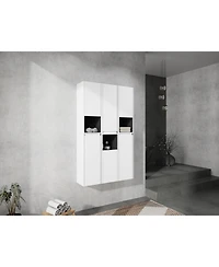 12" Bathroom Side Cabinet,6-Soft Close Doors,Float Mounting Design,0112WH3-0212WH-K3(Kd-Packing)