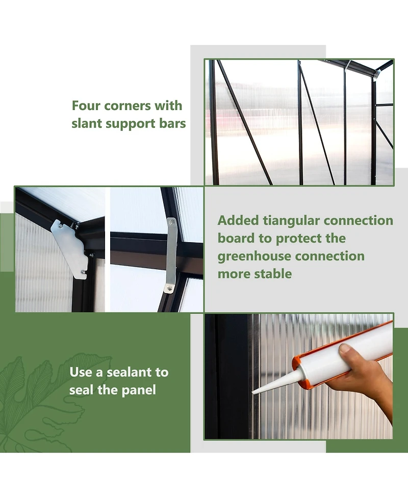 Streamdale Walk-In Greenhouse 6x8 Ft Outdoor Polycarbonate with Roof Vent