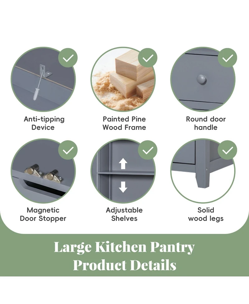 Streamdale Freestanding Kitchen Pantry Cabinet with Storage & Wine Racks