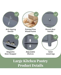 Streamdale Freestanding Kitchen Pantry Cabinet with Storage & Wine Racks