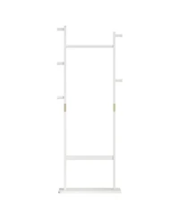 Streamdale Solid Wood Coat Rack (23.6" x 11" x 64.1") for Bedroom/Entryway/Living Room (White)