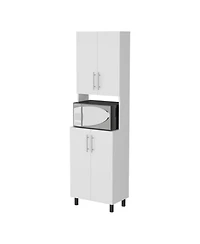 Fm Furniture Ko Vaya Double Cabinet Kitchen Pantry with Open Storage, White