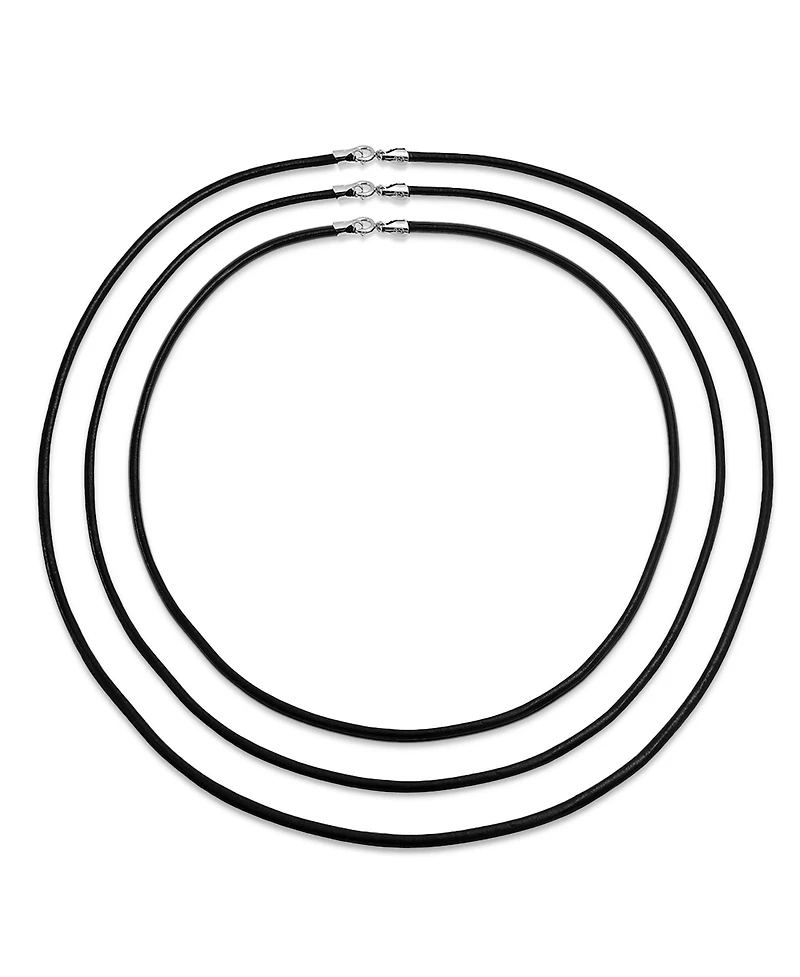 Bling Jewelry Black Leather Cord Necklace Sterling Silver Clasp 16, 20 and 24 Inch