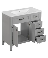 Streamdale 36" Bathroom Vanity with Sink Combo, Bathroom Cabinet with Drawers, Solid Frame and Mdf Board, Grey